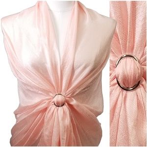 Women Long Wrap Bridal Scarf & Silver Scarf Ring